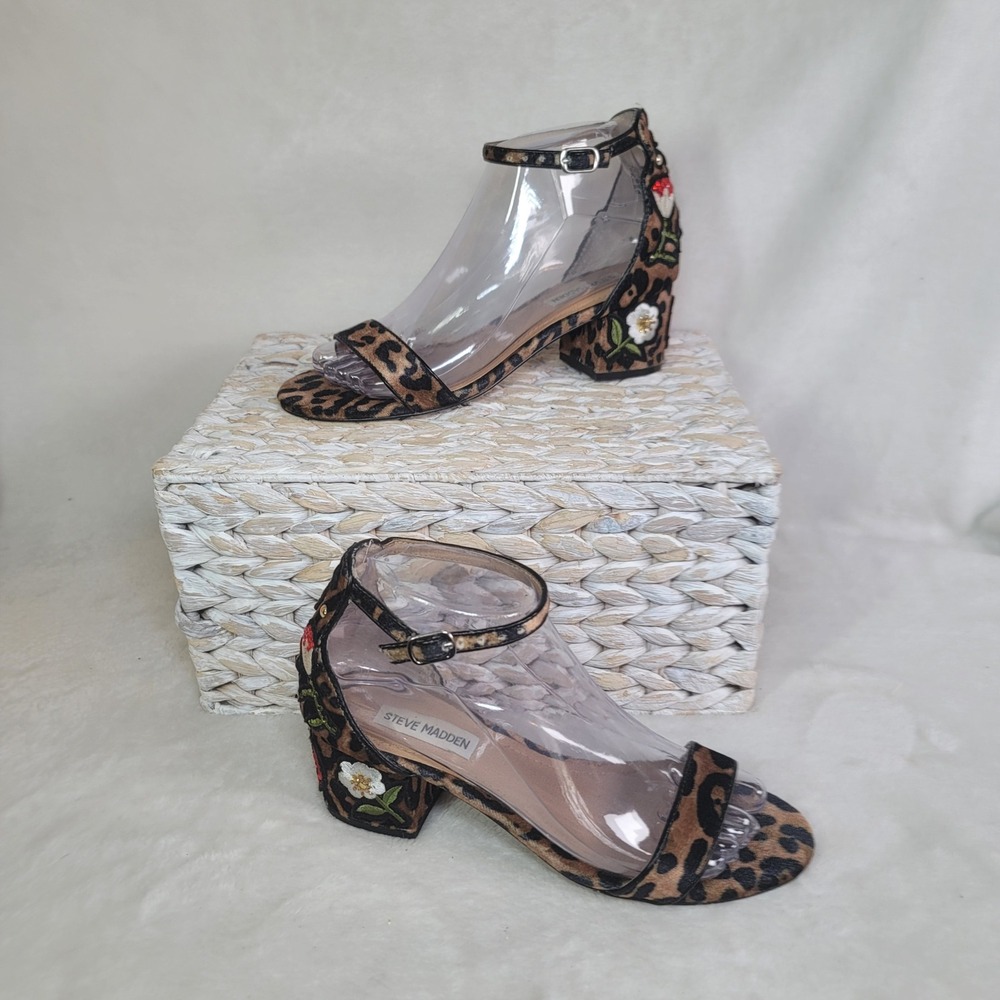 Retro Bohemian Animal Print Floral Heels Indie Whimsigoth Retro 90s Size 6.5 M
